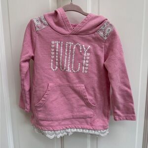 Juicy Couture 3T Girls Pink & White Kids Lace Hoodie Sweatshirt